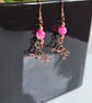 Pink Agate & Copper Dangle LOVE  Earrings Gift Crystal Jewellery Jewelry  - Image 9