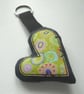 applique embroidered heart keyring key fob hanging decoration LIME GREEN - Image 1