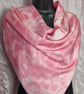 Pure Silk Large Square Scarf in Pink and White - Image 3