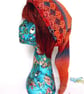 Long Tail Pixie Hat in Shades of Orange and Blue, Quirky Winter Hats - Image 4