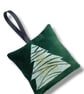 Velvet Lavender Sachet, Hand Printed Lavender Bag, Christmas Tree Ornament 