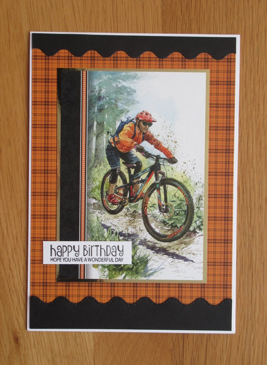 A5 Cross Country Cycling - Birthday Card - Orange