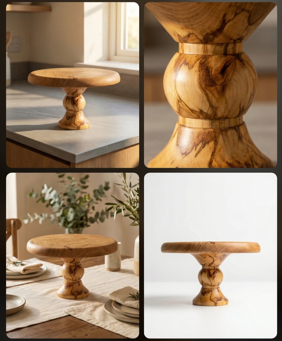 Natural wood cake stand 