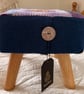 Harris Tweed Foot Stool with Highland Coo Embroidery - Image 4