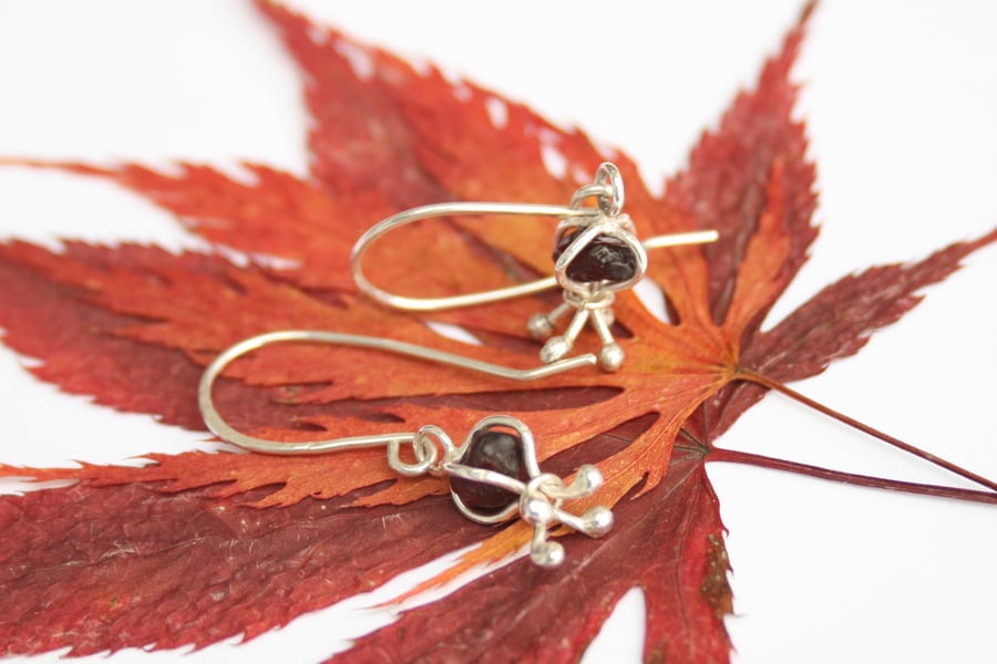 Sterling silver and garnet earrings