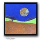 Acrylic Painting on Canvas Black Float Framed without Glass - Beyond the Field