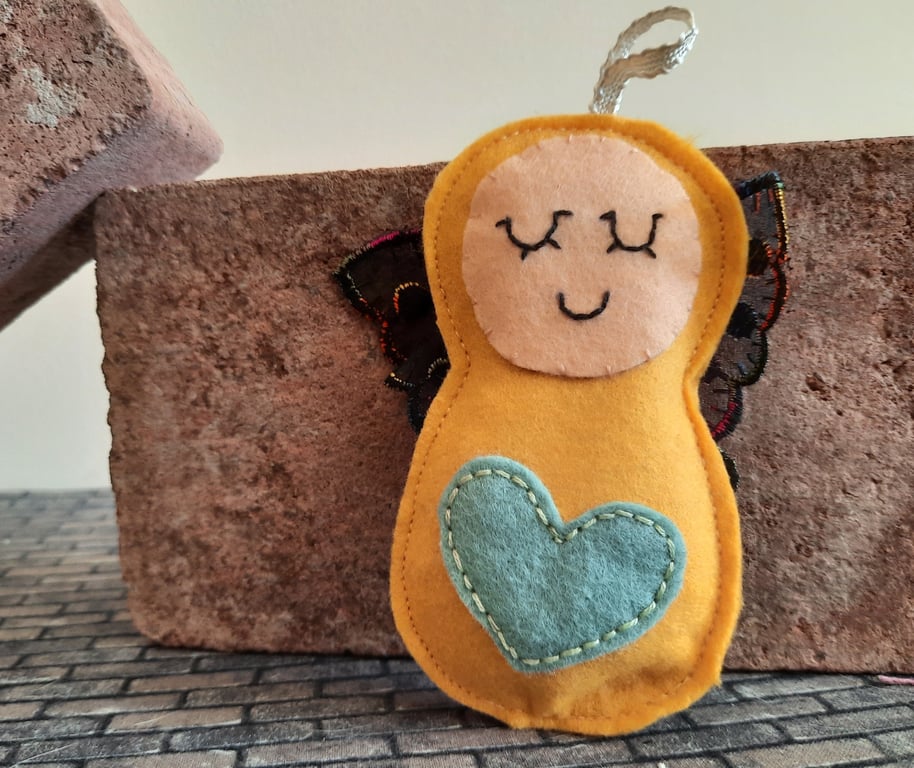 Yellow Angel Lavender Bag - Heart Embellishment