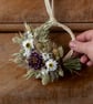 Mini Purple and white dried flower gift wreath - Image 3
