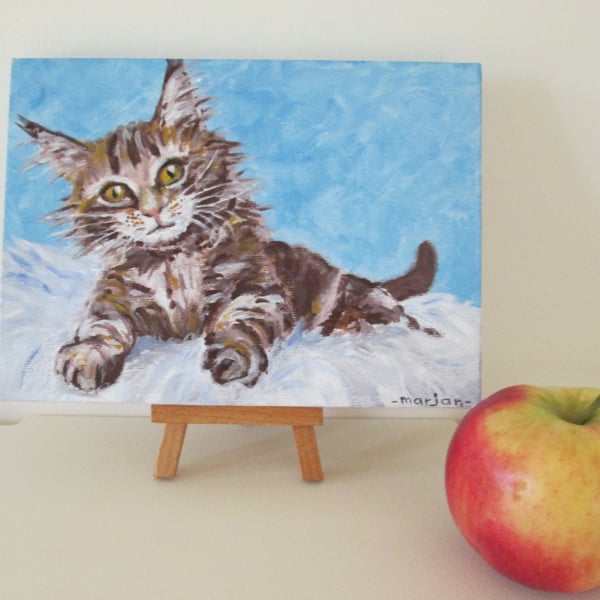 Cute Kitten Original Painting. Baby Cat Art