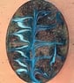 brooch - oval scrolled white and blue-grey on black over clear enamel - Image 3