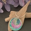 Water colour collection - hand painted aluminium pendant, teal, purple and pink