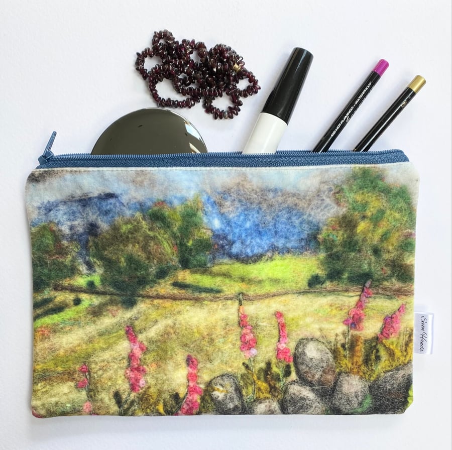 Foxglove velvet makeup, Jewellery, toiletries bag, pencil case or kindle pouch.