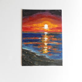 Original Painting in Acrylic, Sunset North Norfolk