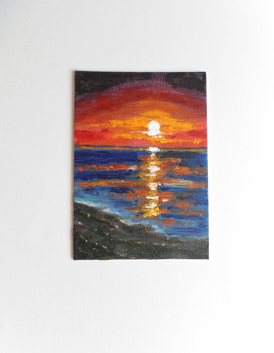 Original Painting in Acrylic, Sunset North Norfolk