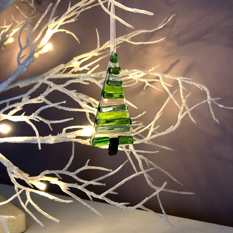 Fused Glass Christmas Tree - Green