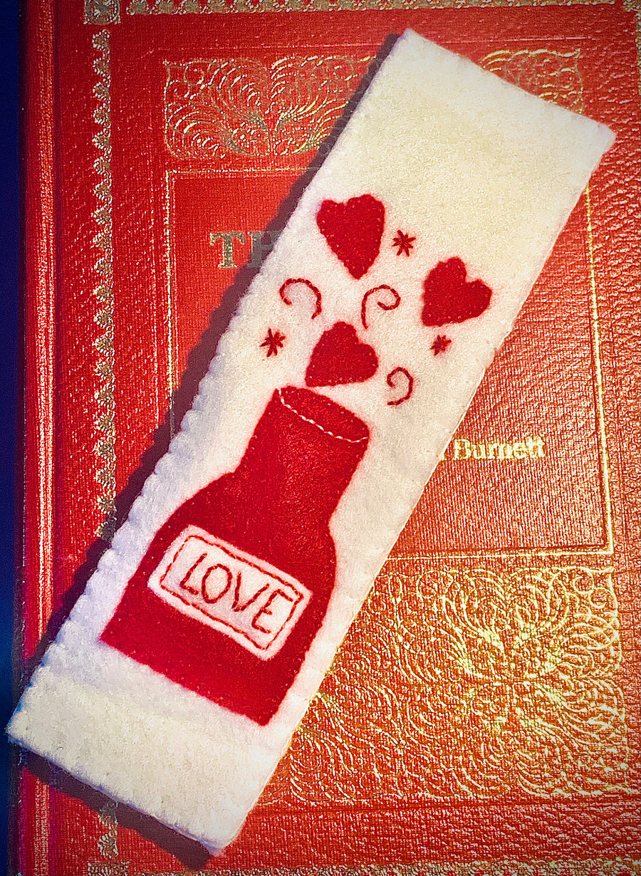 Felt love heart bookmark 