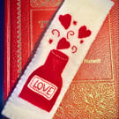 Felt love heart bookmark 