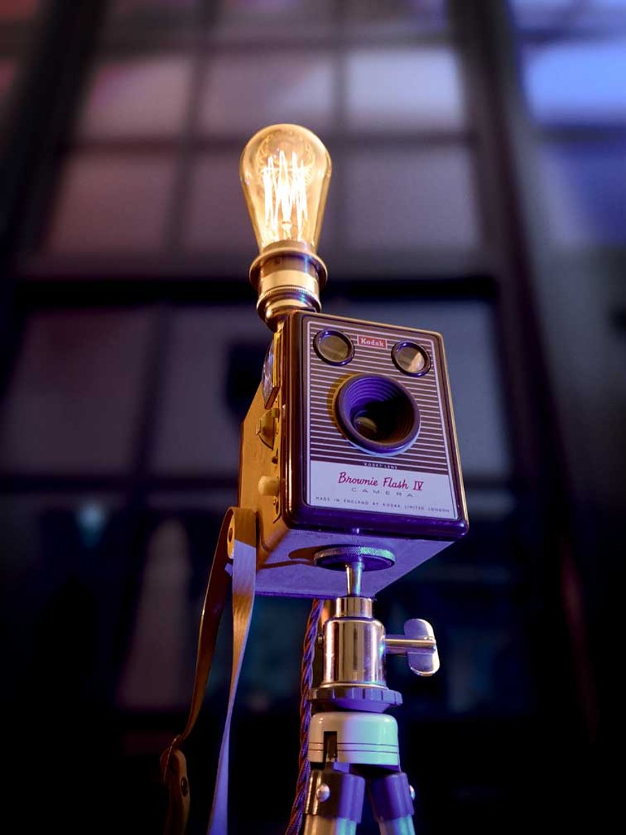 Upcycled Vintage 1950's Kodak Camera Tripod Lamp