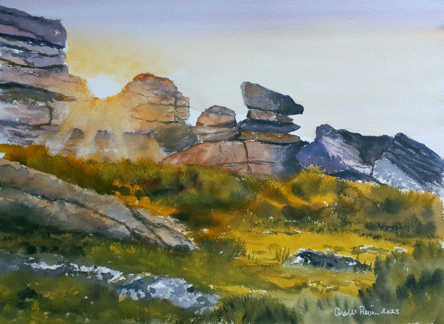 Dartmoor Sunset .Original Watercolour 15x11 inches. (unframed)