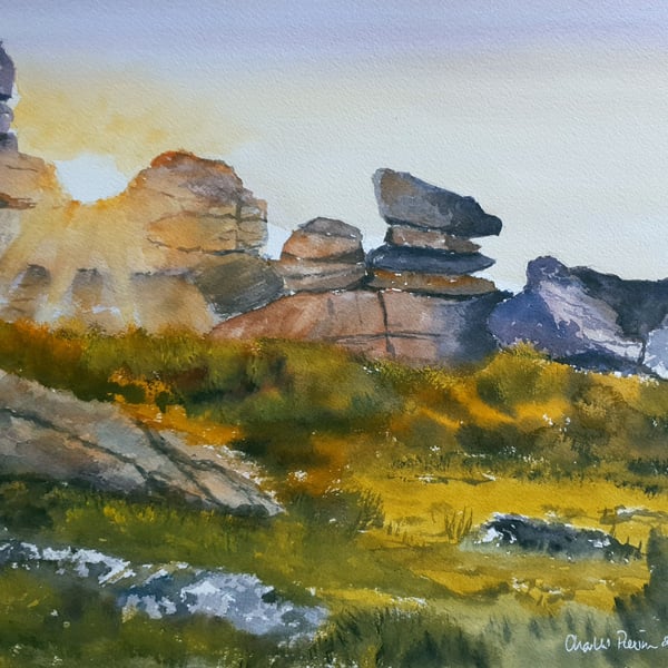 Dartmoor Sunset .Original Watercolour 15x11 inches. (unframed)