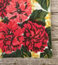 1950s Floral 'Carnations & Roses' Vintage Barkcloth Drawstring Bag, Black Ribbon - Image 6