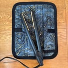 Black Grey and Gold Quilted Fabric Heat Resistant Hair Straightener Mat 
