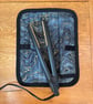Black Grey and Gold Quilted Fabric Heat Resistant Hair Straightener Mat  - Image 1