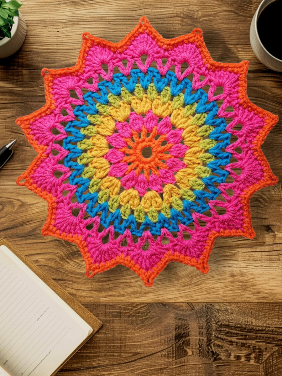 colourful crochet mandala doily