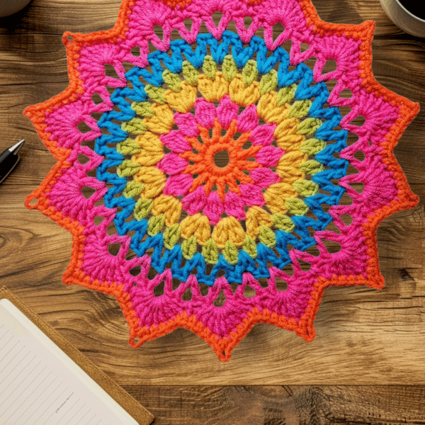 colourful crochet mandala doily