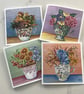 Set of 4 Vintage China Cup Greeting Cards