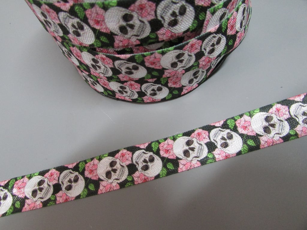 Sugar Skull Fold Over Elastic x 1 metre