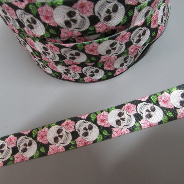 Sugar Skull Fold Over Elastic x 1 metre