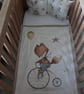 Cot Quilt Set with Fox on Bicycle Motif