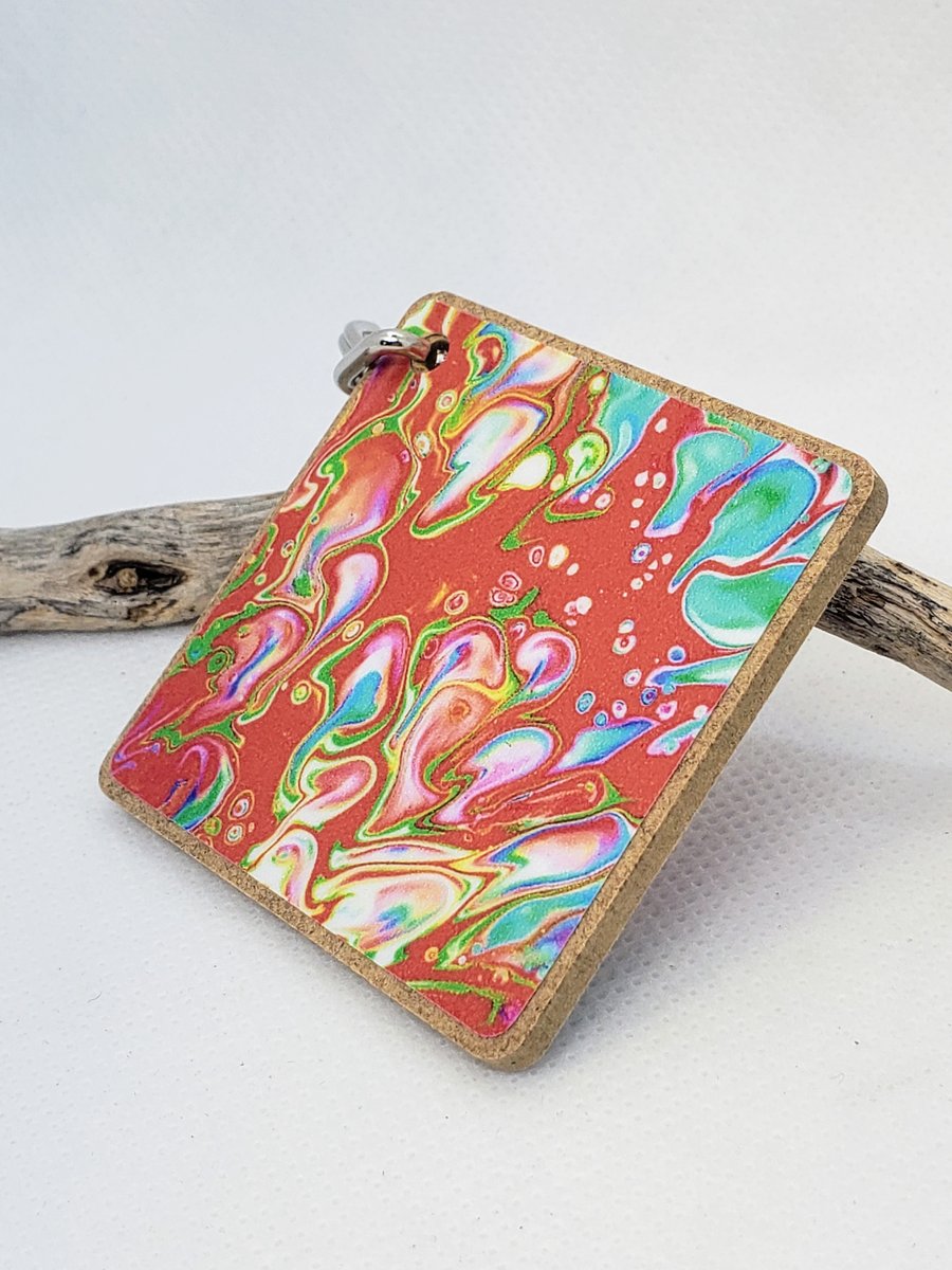 Paint Pour Keyring - 'Rainbow Lava'