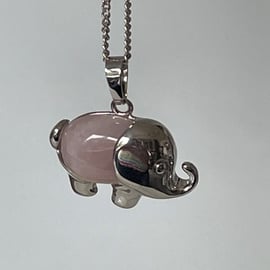Elephant pendant on silver plated chain 