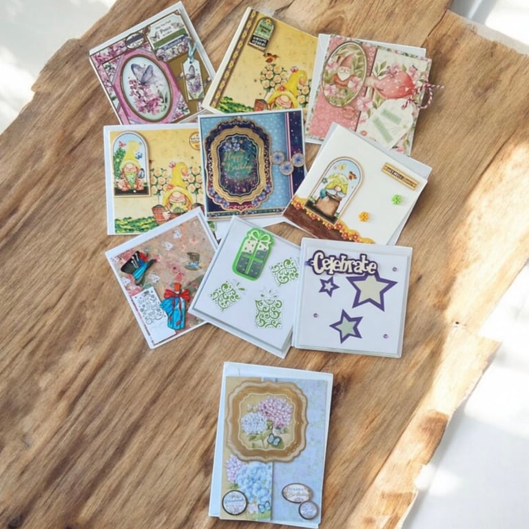 10 Handmade Card Destock Bundle - Mixed Greeting Cards with Envelopes