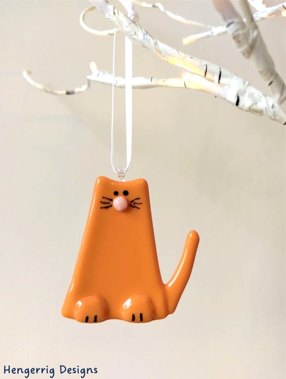 Ginger Fused Glass Cat