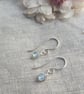 AQUAMARINE Dainty Wire Wrapped Earrings Sterling Silver March Birthstone - Image 1