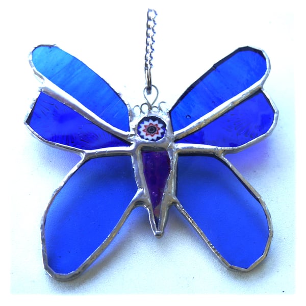 Butterfly Stained Glass Suncatcher Blue