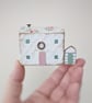 Handmade Painted Wooden Seaside Cottage with Teeny Stripy Shed - Image 2