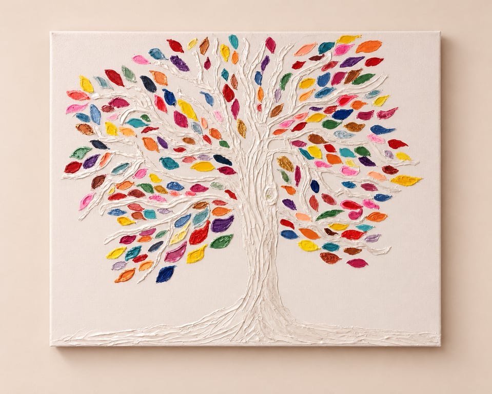 Original Textured Tree Canvas Painting - Roots of Colour - Colourful Wall Art