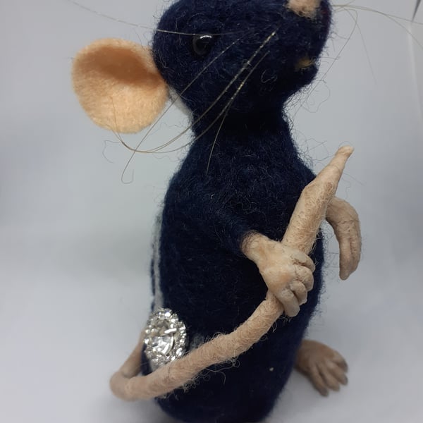 Needle felted Navy Rat with bling.