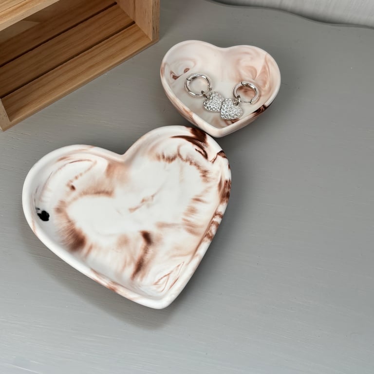 Blush Marble Heart Trinket Dish Set