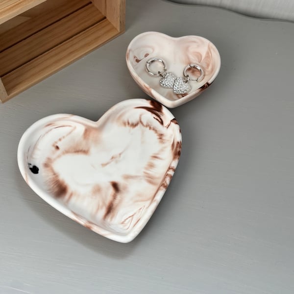 Blush Marble Heart Trinket Dish Set