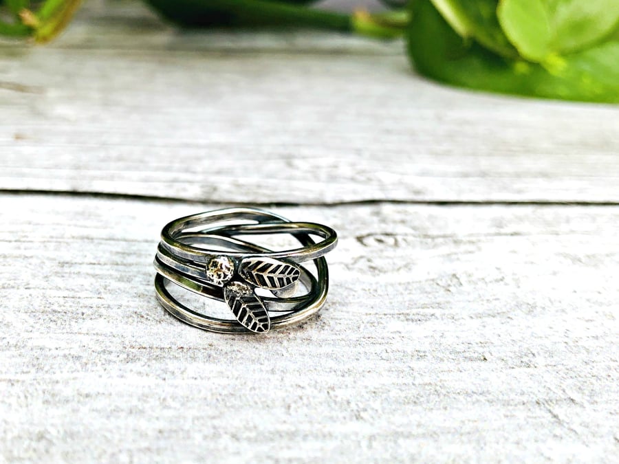 Twisted Vines - beautiful oxidised Silver ring - inspired by nature - handmade