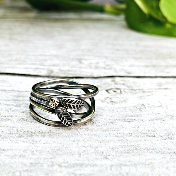 Twisted Vines - beautiful oxidised Silver ring - inspired by nature - handmade