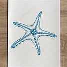 Starfish Print, A4 Giclee Print, Coastal Art, Seaside Wall Art, Beach Wall Art