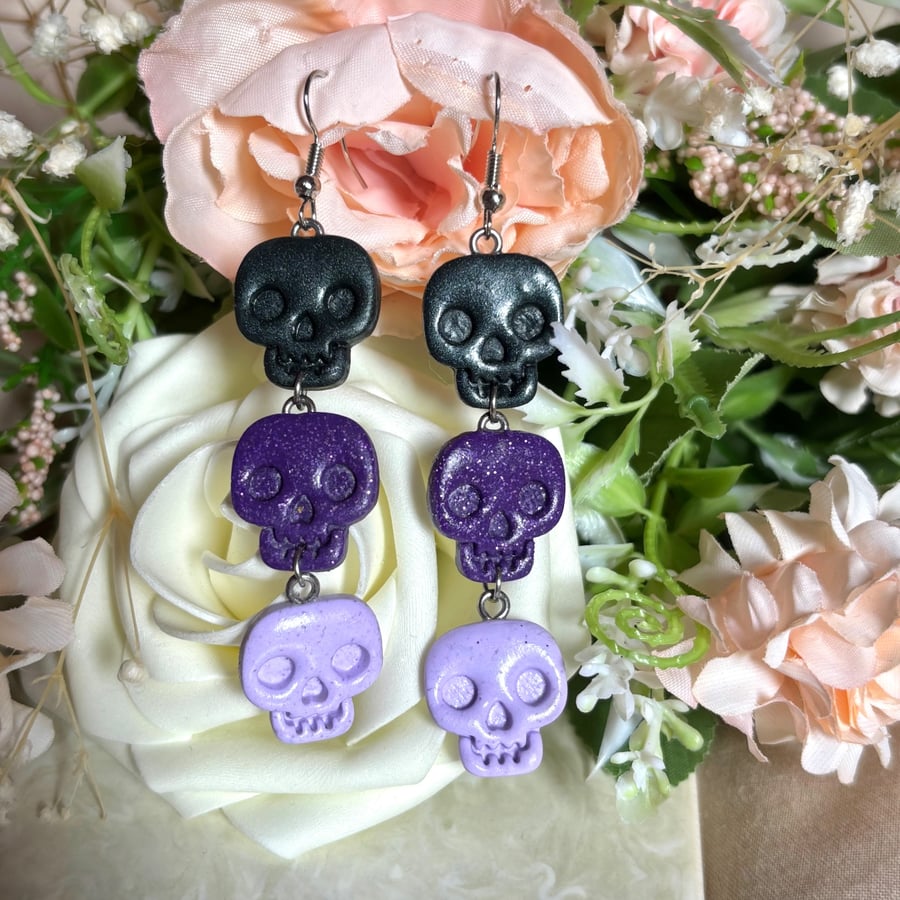 Midnight Skull Cascade Earrings