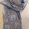Liberty of London Print Long Scarf.Cotton Tana Lawn abd Velvet.  