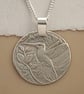 Silver Hummingbird Coin Necklace Pendant Engrave Option Personalise